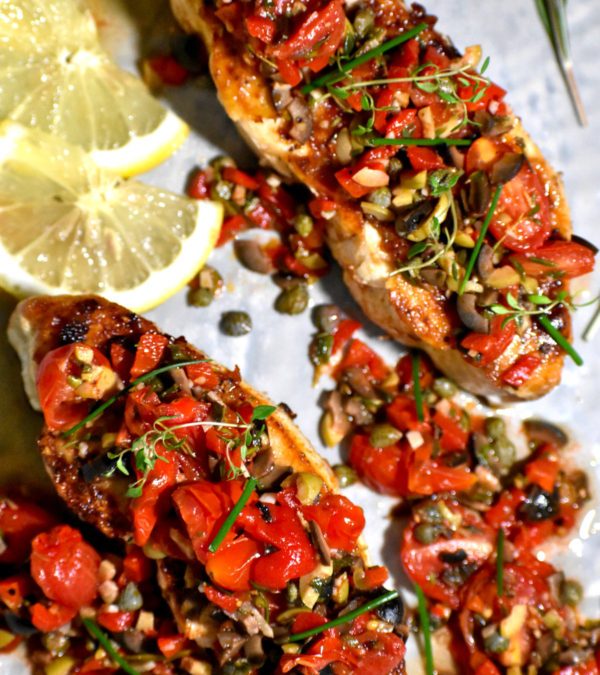 How to cook Pan-seared red snapper with black tapenade