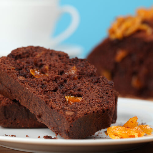 Chocolate cake with candied orange peel