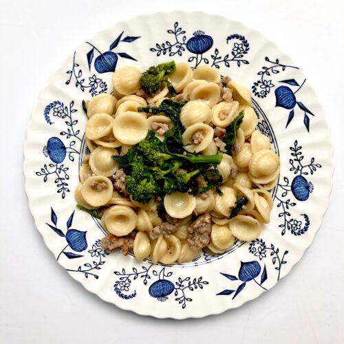 Orecchiette with Broccoli and Cauliflower in Saffron Sauce