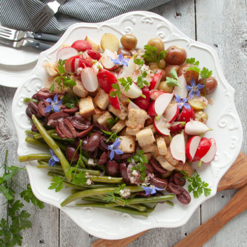 Tuna Nicoise Salad with Parmigiano Croutons